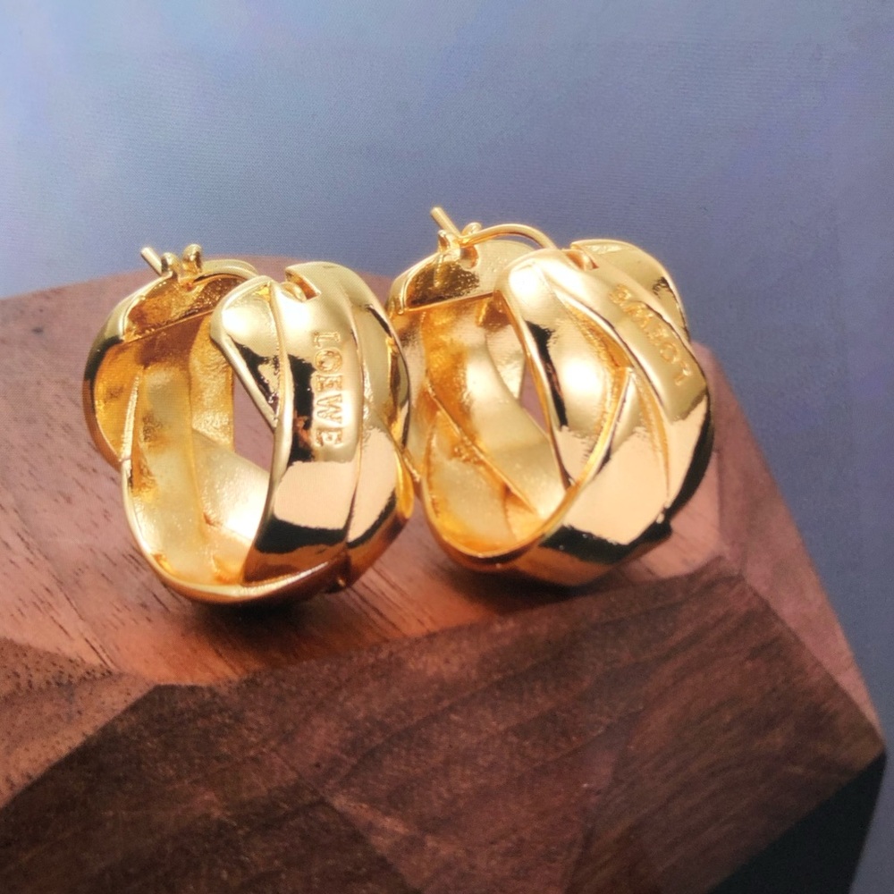 Loewe Gold Textured Hoop Earrings
